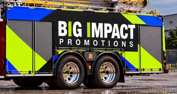 The rear locker body of the Responder carrying the BIG IMPACT Promotions wordmark